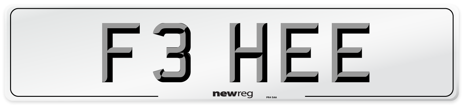 F3 HEE Number Plate from New Reg